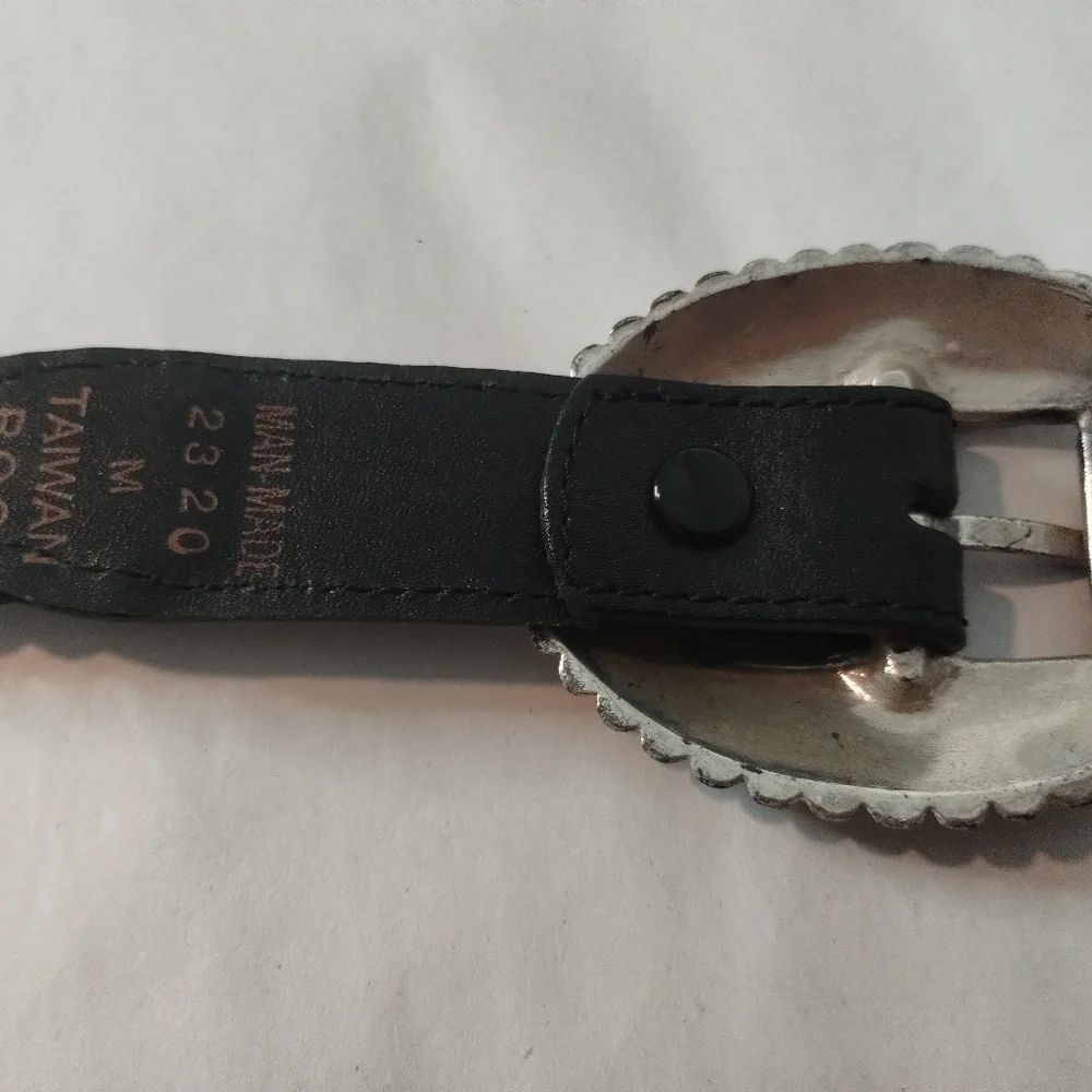 Vintage Woven Black Weaved Belt w/Silver Buckle‎ Women's 28-30